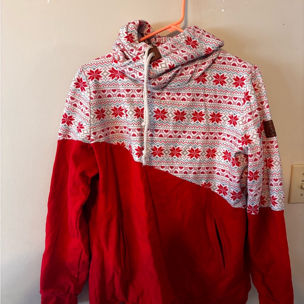 AMPERSAND AVE Festive Red and White Hoodie